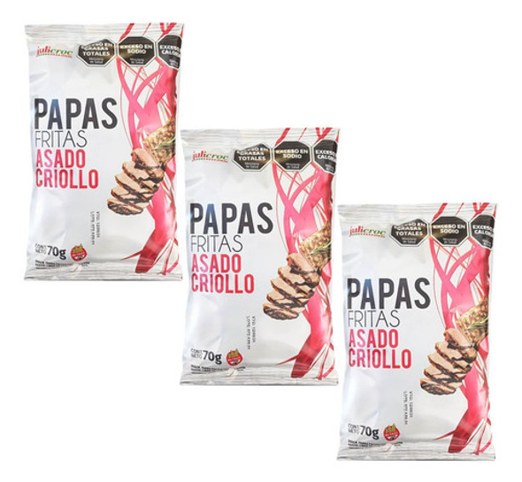 Papas Fritas Asado Criollo Sin Tacc Snack Julicroc 70g X3 0