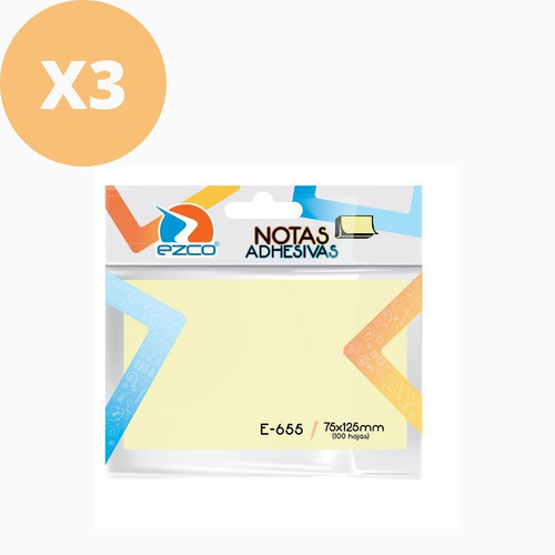Notas Adhesivas Ezco 75x125 100hojas E655 X3 Unidades 0