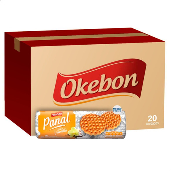 Caja Galletitas Okebon Panal Sabor Vainilla Dulces Pack 1