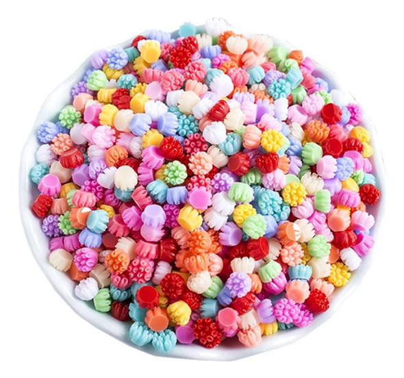 100 Piezas 1/5inch Mini Amuletos De Resina De Flores Cabujon 0