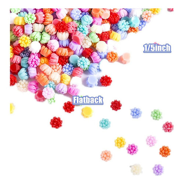100 Piezas 1/5inch Mini Amuletos De Resina De Flores Cabujon 1