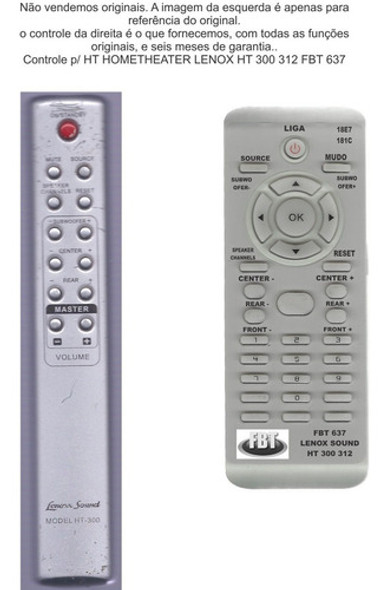 Controle Remoto Para Home Theater Lenoxx Ht 300 /// Fbt 637 0