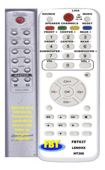 Controle Remoto Para Home Theater Lenoxx Ht 300 /// Fbt 637 0