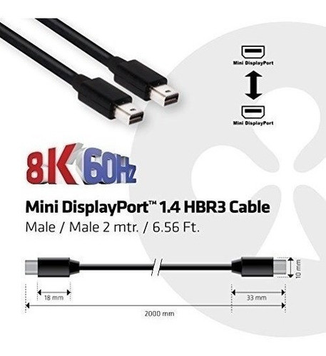 Club3d Cac1164 Mini Displayport 14hbr3 Cable Dp 8k 60hz 2m65 1