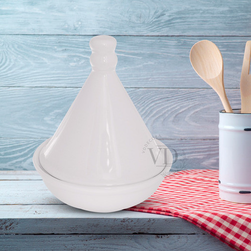 Saleiro Marroquino Ou Tagine De Porcelana (branco Liso) 1