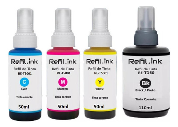 4 Tintas Refil-ink Impressoras Brother T5001 T310 T510 T710 0