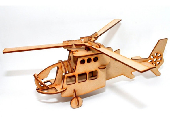 Rompecabezas Para Armar Maqueta 3d Madera Helicoptero 0