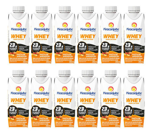 Piracanjuba Whey 0lactose Pastadeamendoin Kit Com 12un 250ml 0