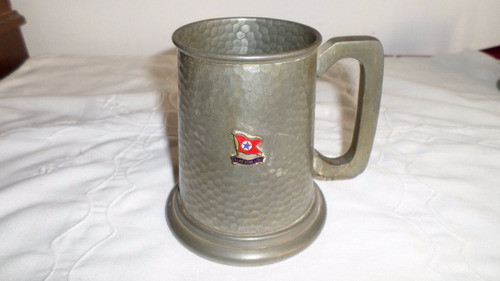 Antiguo Gran Jarro Mug Tankard Ingles Peltre Blue Star Line 0