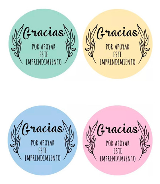 100 Stickers 3x3 Cm Emprendimiento Gracias Color Troquelados 0