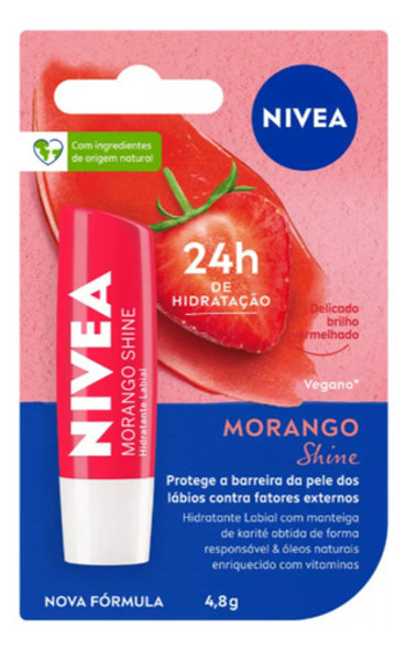 Nivea Hidratante Lábial Shine Sabor Morango 5,5ml 0