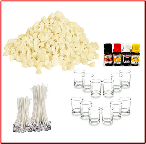 Kit Para Velas 1k Soja + 12 Vasitos + 12 Pabilos + 2 Aceites 0