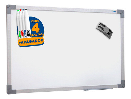 Lousa Quadro Branco Grande Mold Alumínio 120x90 + 4 Canetas 0