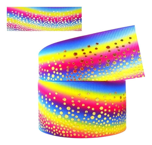 Fita De Gorgurão C/brilho - 38mm X 10m - Degradê - Multicor 0