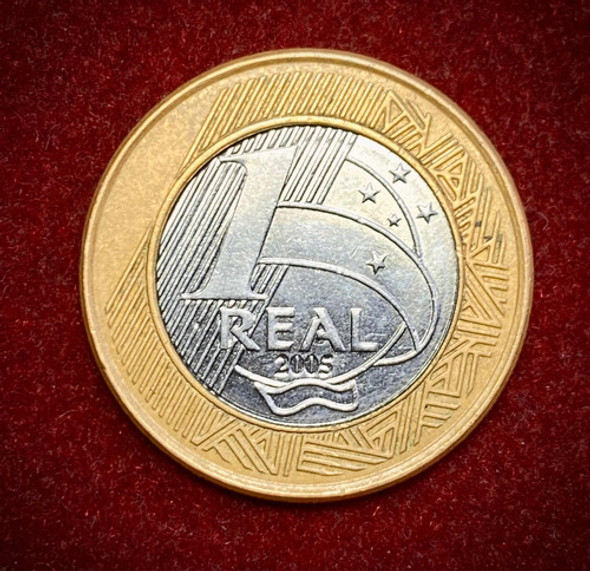 Moneda 1 Real Brasil 2005 Km 668 40 Aniversario Bancó Brasil 1