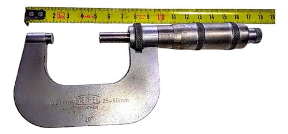 Micrómetro Steinheil Munchen 25-50 Mm 0.01 Mm Aleman Único! 0