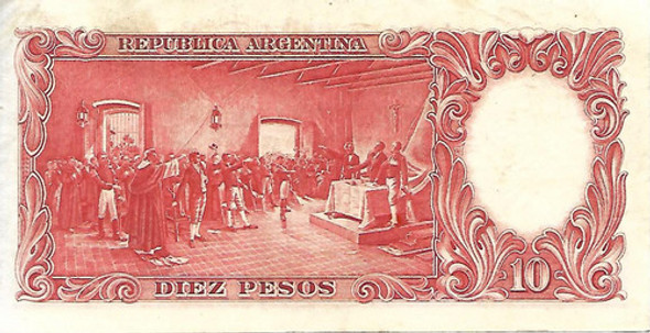 Bottero 1971b $ 10 Moneda Nacional Serie G Mb+ Palermo 1