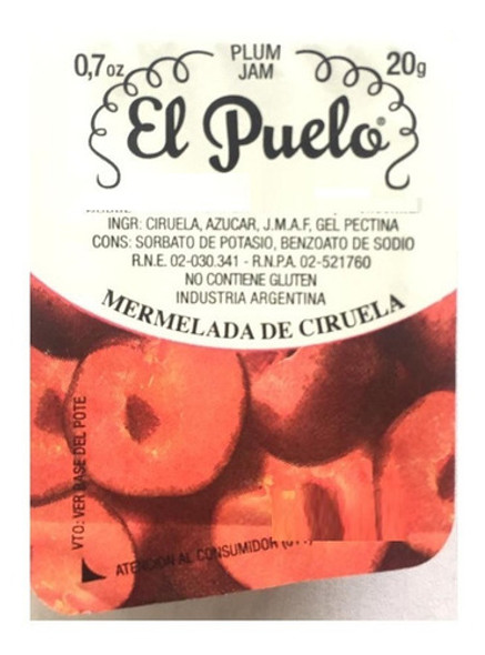 Mermelada De Ciruela Pote Individual Caja De 120u X20/25 Gr. 0