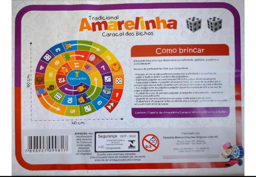 Amarelinha Tradicional Caracol Dos Bichos - Original 1