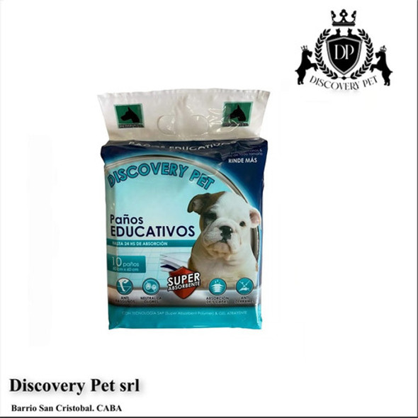 Paño Pañales Sanitarios Perros 60x60cm 10u Discovery Pet 1