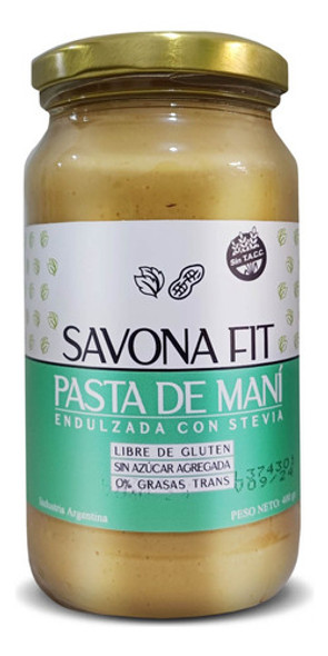 Pasta De Mani Endulzada Stevia Savona Fit Sin Tacc 400g X3 1