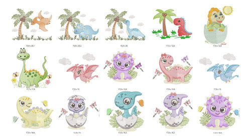 100 Matrices P/ Maquinas De Bordar Dinosaurios Rippled 0