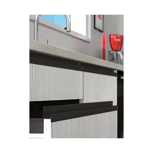 Perfil Manija Aluminio Negro Para Cajón Tipo J 3.00 Mts. 1