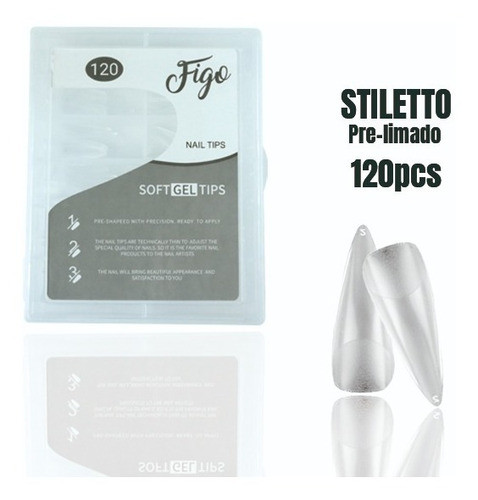 Tips Soft Gel Press On Prelimados Stiletto Figo X120 0