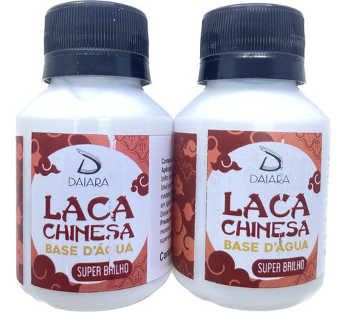 2x Laca Chinesa Base D'agua Super Brilho 80ml 0