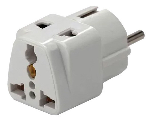Adaptador Schuko Macho A Zócalo Universal 2 En 1 Bco Doble 0