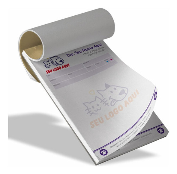 10 Blocos Receituários Para Veterinário Com 50 Fls. Cada 0