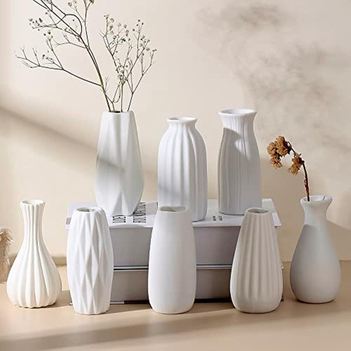 Parlamain 5'' Jarrones De Cogollo De Cerámica Blanca Set De 0