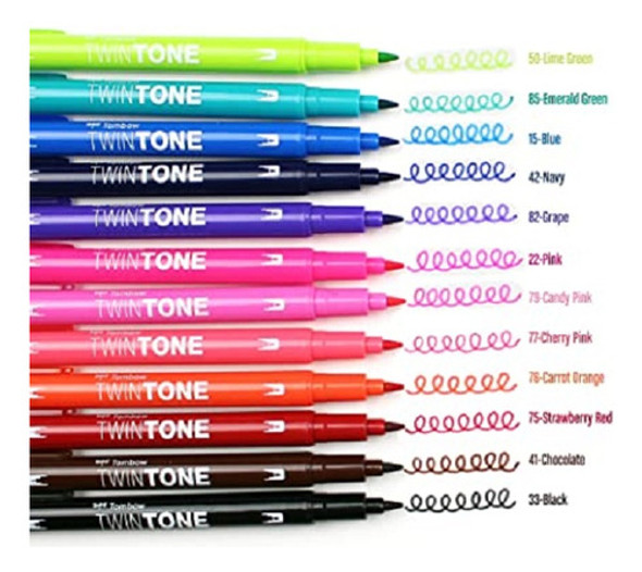 Marcadores Tombow Twin Tone Ponta Dupla 12 Cores Vibrantes 1 Marcadores Tombow Twin Tone Ponta Dupla 12 Cores Vibrantes 1