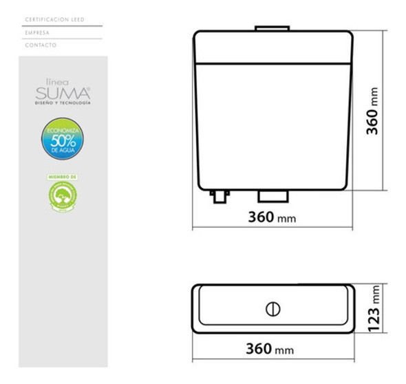 Depósito Mochila Inodoro Ultra Chata Doble Descarga Ideal 1