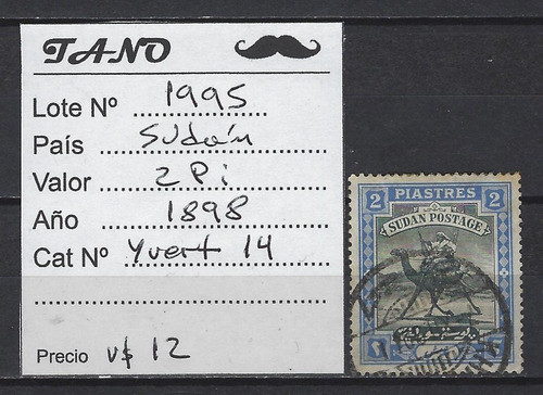 Lote1995 Sudan 2 Piastre Año 1898 Yvert# 14 1