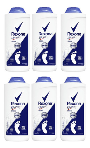 Talco Para Pies Rexona Efficient Original 6 Packs X 100 Gr 0