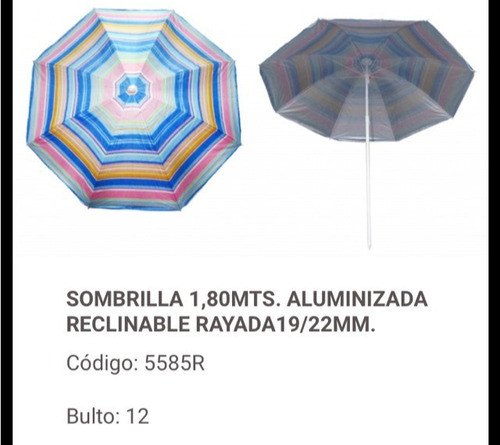 12 Sombrillas Reclinables, Con Proteccion Uv,  Diametro 1,80 1