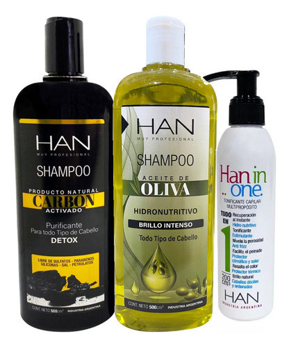 Combo X2 Shampoo Carbon Detox - Oliva + Finalizador Han 0