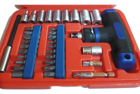 Puntas X 34 Piezas 1/4  Con Mango T Con Criquet Eurotech 0