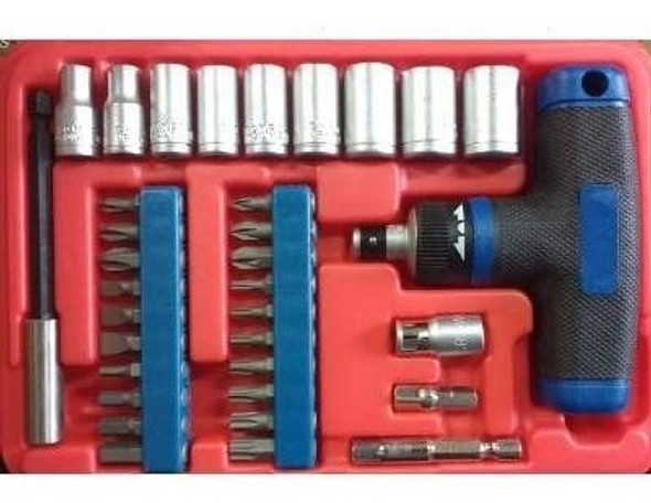 Puntas X 34 Piezas 1/4  Con Mango T Con Criquet Eurotech 1