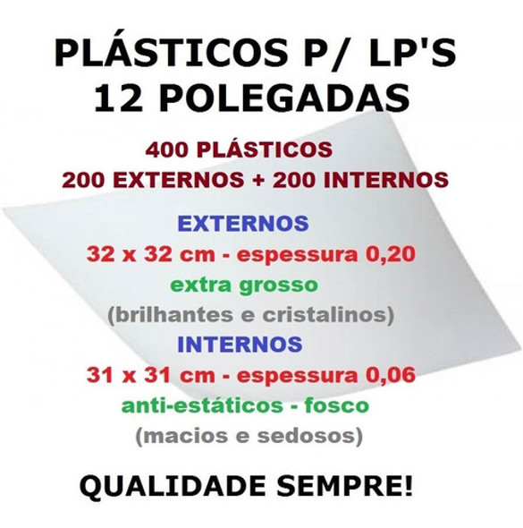 Vinil Lps 400 Plásticos 200 Extra Grosso 0,20 + 200 Internos 1