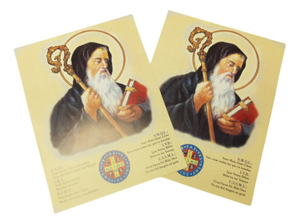 Estampas San Benito Protector Santoral Santo X 10un 20x15cm 1