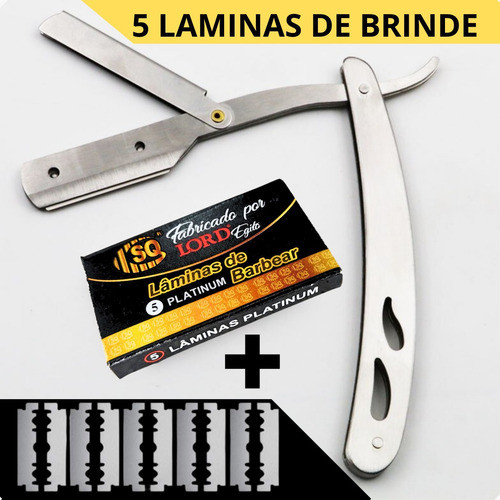 Navalha Navalhete Profissional + 5 Laminas - Kit Barbeiro 1