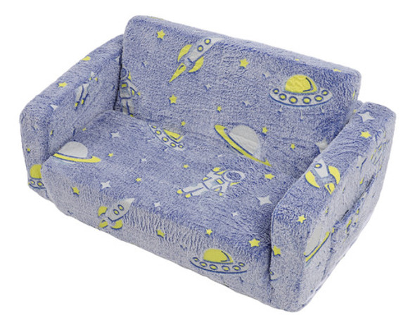 Sofá Blue 2 Kids Folding Glow In The Dark Velvet Memory Foam 1