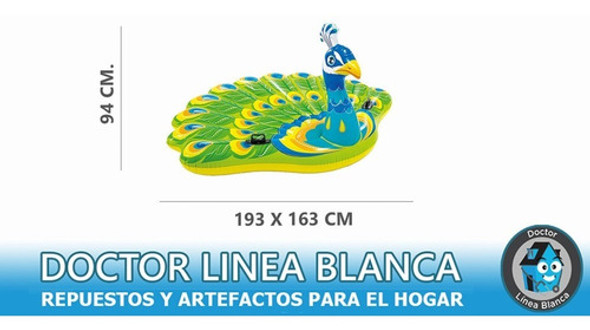Colchoneta Inflable Intex Pavo Real 193 X 163 X 94 Cm. 1