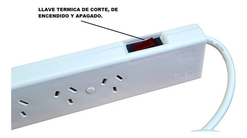 Zapatilla 4 Tomas C/cable 5mts C/corte Termico 10a - Richi 1