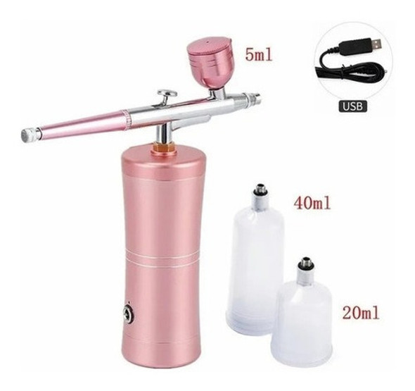 Kit Aerógrafo Portátil Recarregável Via Usb Com Compressor 1