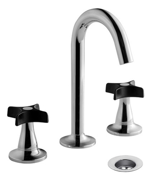 Combo Griferias Fv Petalo Negro Lavatorio Y Bidet 1