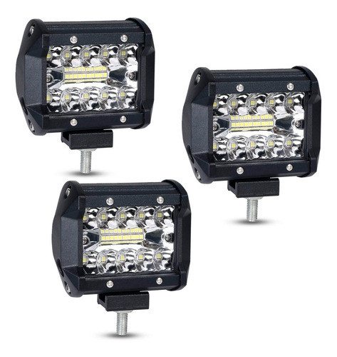 Kit 3 Faros Barra 20 Led Auxiliar Auto Moto Cuatriciclo 0