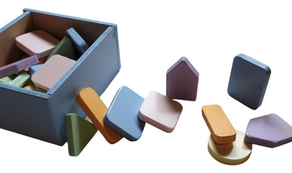 Cajón 30 Bloques Gigantes Madera Colores Gruesos Didáctico 0